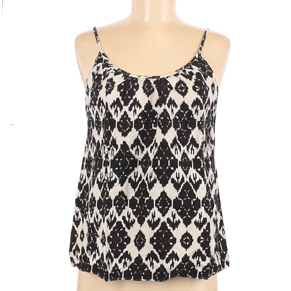 Ann Taylor LOFT black and white printed sleeveless top blouse size Small